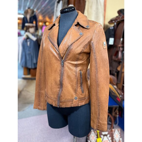 NEW Mauritius Fayola Cognac Leather Jacket